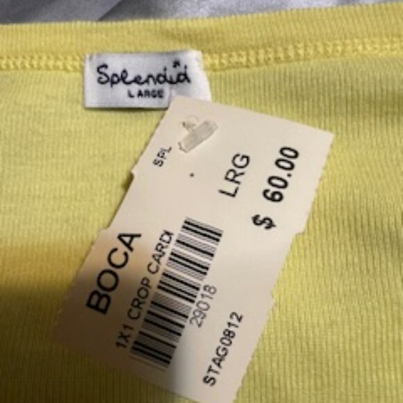 NWT Splendid Yellow V-Neck Cardigan 3/4 sleeve Size Large - Picture 4 of 7